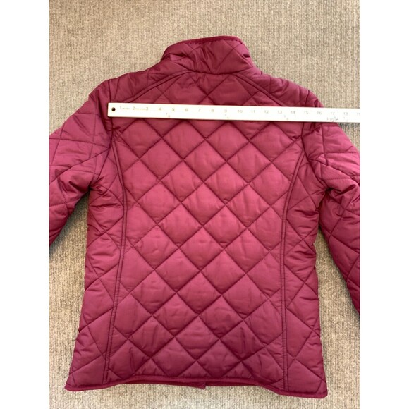 J Crew Quilted Jacket Womens S Barn Coat Patch Pockets Lined Preppy Burgundy - Picture 8 of 10